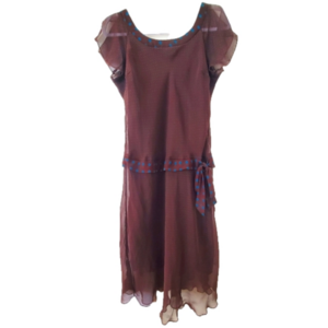 Petite BELIEVE  Drop Waisted Lined Flowy dress Sz P14 Like New